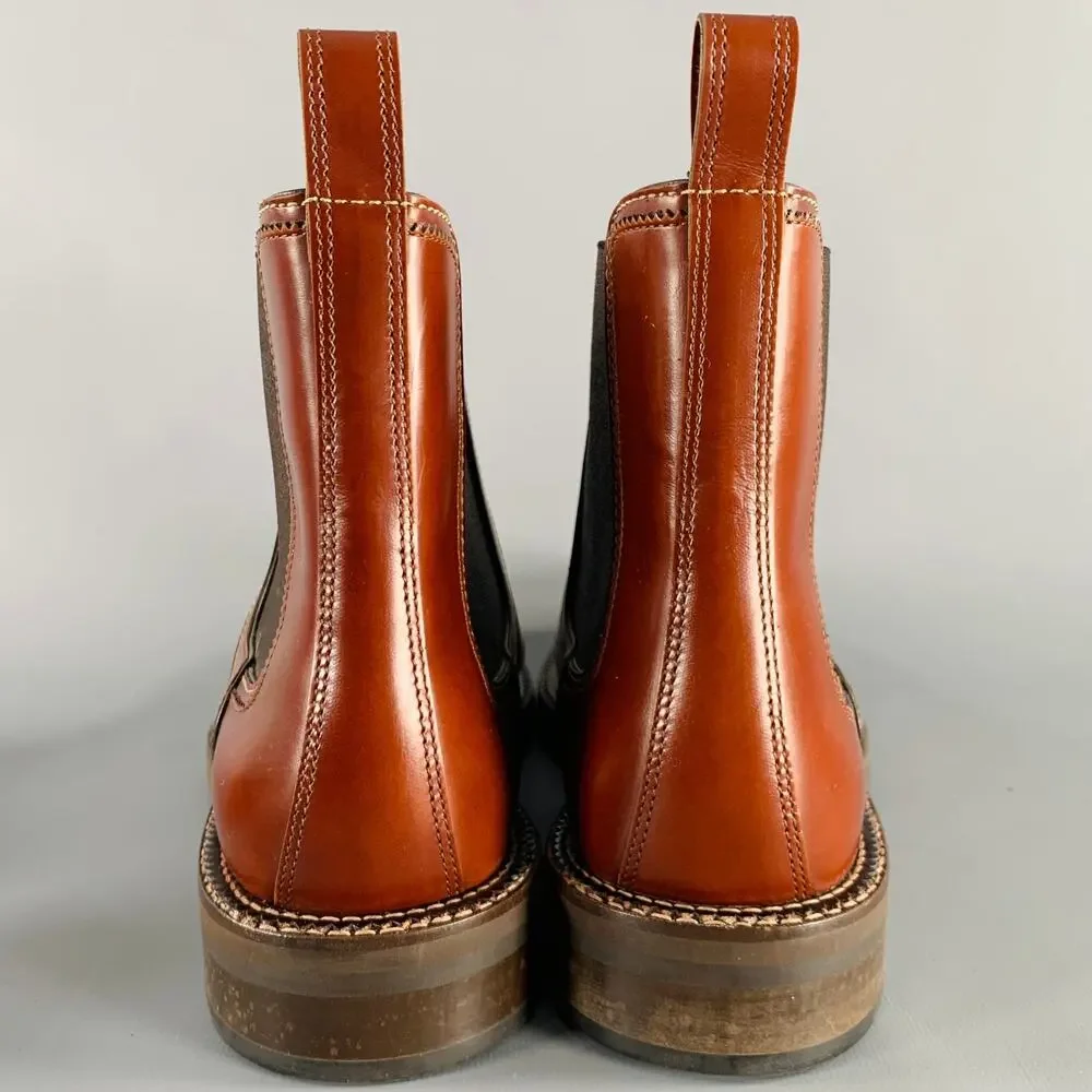 LANVIN Size 9 Cognac Brown Leather Pull On Boots